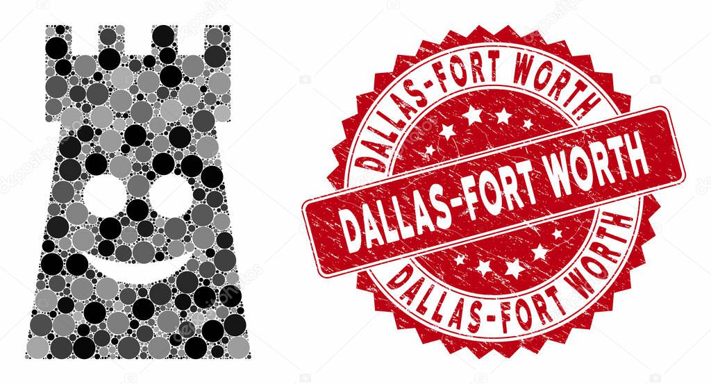 Collage Glad Fort Tower with Textured Dallas-Fort Worth Stamp
