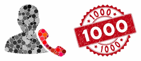 Support de téléphone Mosaïque avec Grunge 1000 Stamp — Image vectorielle