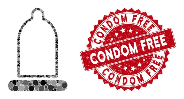 Colagem de preservativo com preservativo arranhado Selo grátis — Vetor de Stock