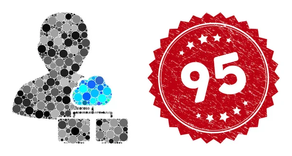 Mosaic Administrador de Nube con Sello Grunge 95 — Archivo Imágenes Vectoriales