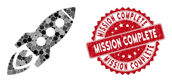 Mozaika Space Rakieta z Grunge misji Kompletne uszczelnienie — Wektor stockowy
