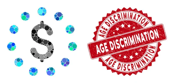 Collage Dollar signe avec Grunge Age Discrimination Sceau — Image vectorielle