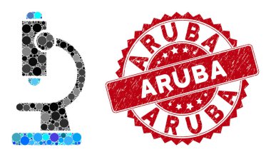 Çizilmiş Aruba Mührü ile Mozaik Mikroskop