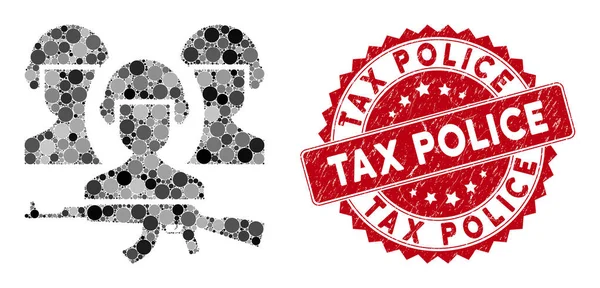 Mozaïekleger met Grunge Tax Police Stamp — Stockvector