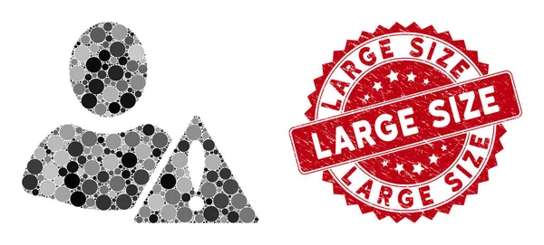 Avertissement de collage avec Grunge Large Size Seal — Image vectorielle