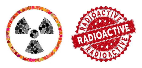 Kolaj Radyasyon Tehlikesi Tehlike Radyoaktif Damgası — Stok Vektör
