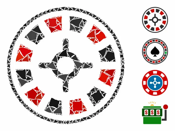 Ruleta mosaico icono de los elementos ásperos — Vector de stock