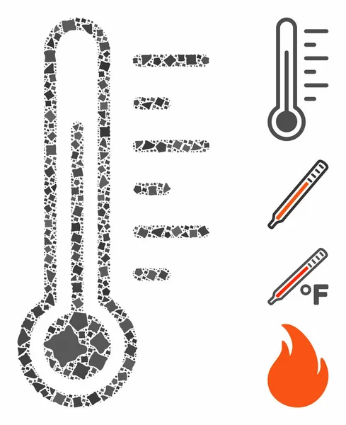 Temperatuur Samenstelling Ikoon van Abrupte Delen — Stockvector