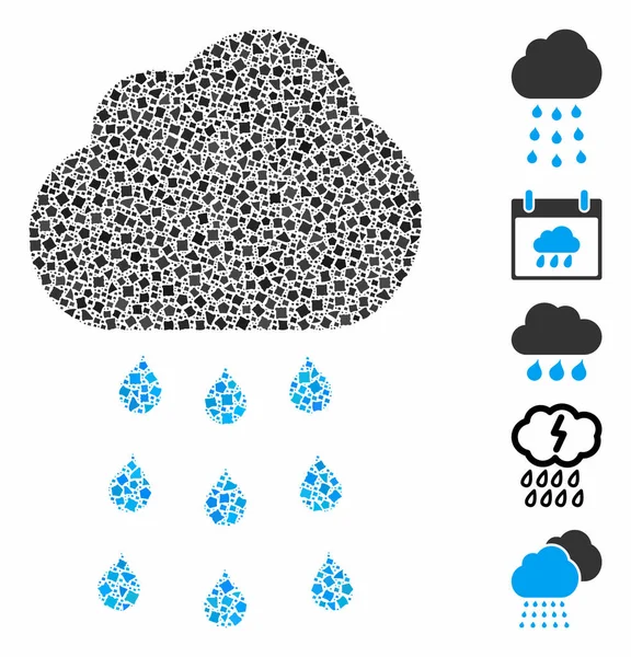 Nube de lluvia Composición Icono de Raggy Piezas — Archivo Imágenes Vectoriales