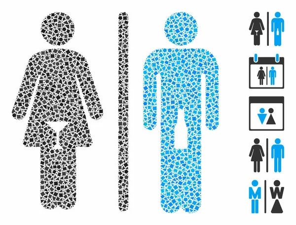 Alkoholhaltiga personer Sammansättning Ikon av Rough Parts — Stock vektor