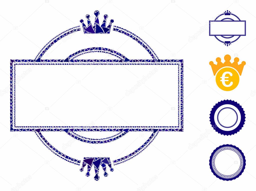 Crown round and rectangle frame Composition Icon of Joggly Elements
