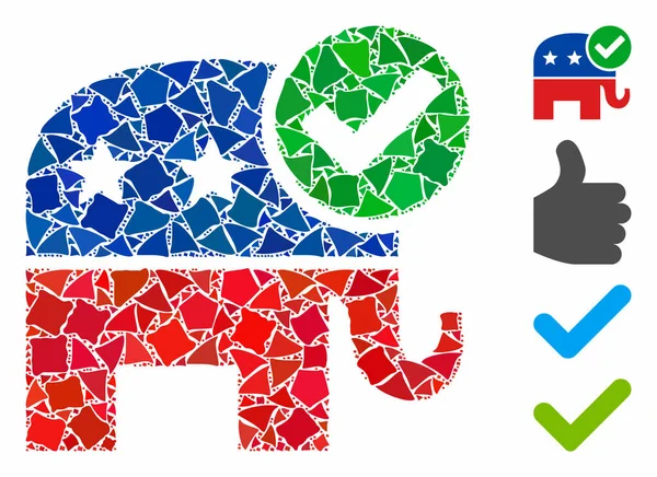 Vote republican Composition Icon of Abrupt Pieces — Stock Vector