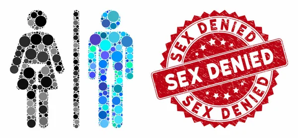 Mosaico WC Pessoas com sofrimento Sexo negado selo —  Vetores de Stock