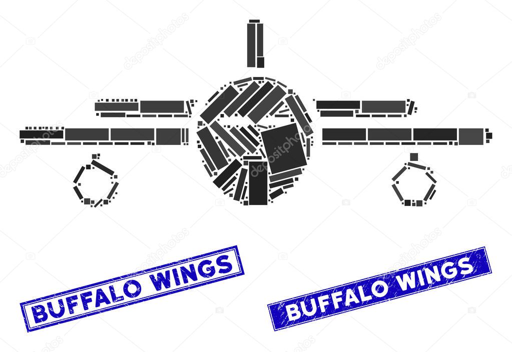 Plane Mosaic and Scratched Rectangle Buffalo Wings Watermarks
