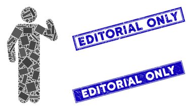 Fikir Pozu Mozaiği ve Grunge Dikdörtgen Editör Sadece Damgaları