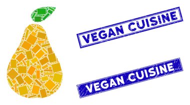 Pear Mozaik ve Tehlike Dikdörtgenli Vegan Mutfak Damgaları