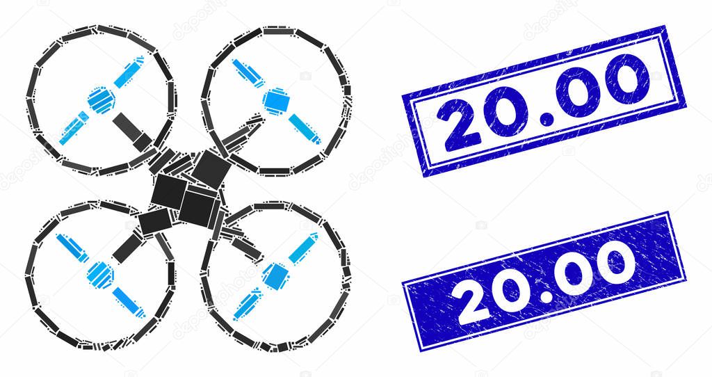 Nanocopter Mosaic and Distress Rectangle 20.00 Seals