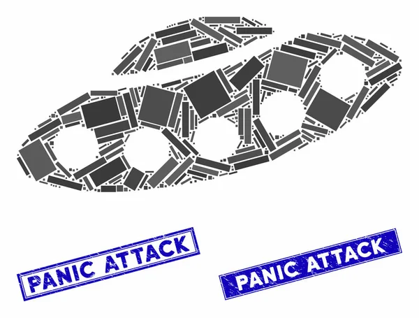 Σφραγίδες επίθεσης πανικού ορθογωνίου Ufo Mosaic και Grunge — Διανυσματικό Αρχείο