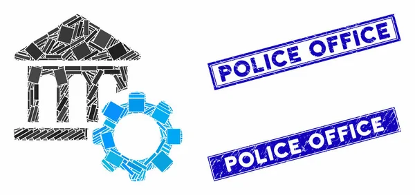 Bank Options Mosaic and Scratched Rectangle Police Office Watermarks — Stock Vector