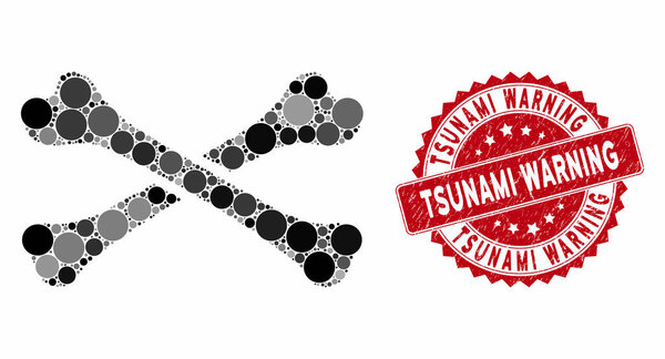 Мозаичные кости с предупреждающей печатью о цунами
