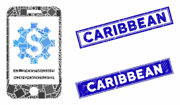 Mobila Bank Alternativ Mosaik och Grunge rektangel karibiska tätningar — Stock vektor