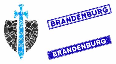 Muhafız Mozaiği ve Grunge Dikdörtgen Brandenburg Mührü