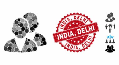 Kolaj Müşterileri Simgesi Çizilmiş Hindistan, Delhi Mührü