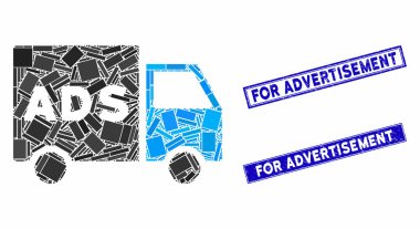 Reklamcılık Van Mozaik ve Grunge Dikdörtgeni Reklam Filigranı