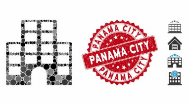Grunge Panama Şehir Mührü ile Mozaik Otel Simgesi