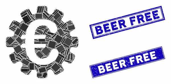 Euro Gear Mosaïque et détresse Rectangle Bière Timbres gratuits — Image vectorielle