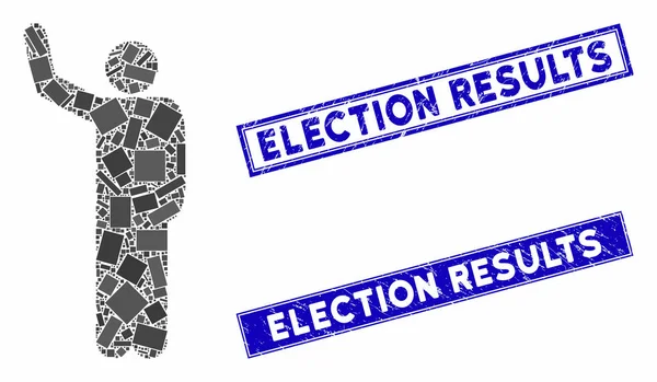 Résultats des élections Mosaïque et Rectangle rayé Sceaux — Image vectorielle