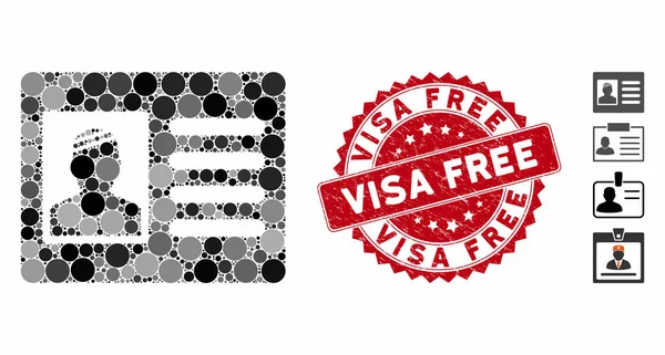 Икона "Мозаика для пациента" с бесплатной печатью Grunge Visa — стоковый вектор