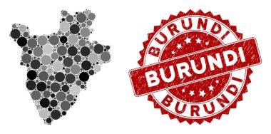 Mozaik Burundi Haritası ve Tehlike Çemberi Mührü