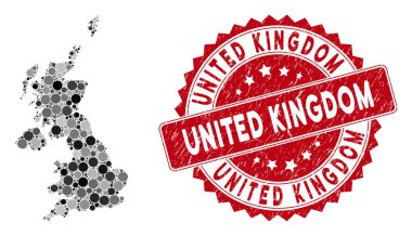 Mosaic United Kingdom Map and Distress Circle Watermark