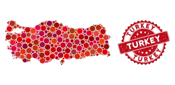 Mozaik Türkiye Haritası ve Çizilmiş Yuvarlak Filigran