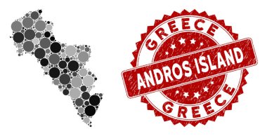 Yunanistan Mozaik Andros Adası Filigran Çemberi Haritası ve Tehlike Çemberi