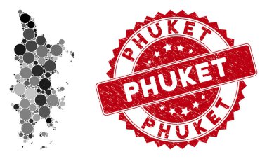 Mozaik Phuket Haritası ve Tehlike Çemberi Damgası