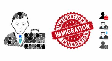 Çizilmiş Göçmen Damgalı Kolaj Karşılama Simgesi