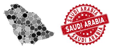 Mozaik Suudi Arabistan Haritası ve Çizilmiş Çember Filigran
