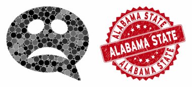 Grunge Alabama Eyaleti Mührü ile Mozaik Krizi Gülen Mesaj