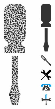 Tümsek Parçalarının Tornavida Bileşimi Simgesi