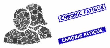 İnsanlar Mozaik ve Tehlike Dikdörtgenleri Kronik Yorgunluk Damgaları