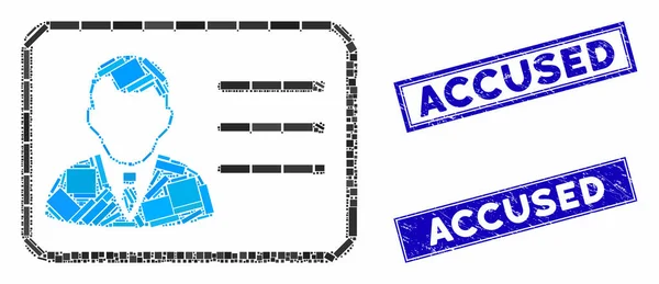 Tarjeta de cuenta mosaico y rectángulo de angustia Sellos acusados — Vector de stock