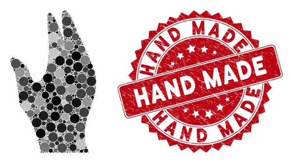 Collage Gérer la main avec joint fait main rayé — Image vectorielle