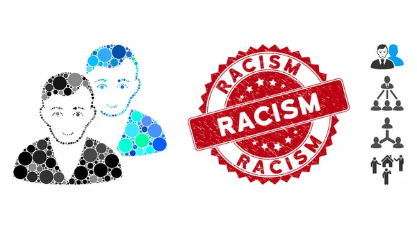Ícone de usuários de colagem com selo de racismo texturizado —  Vetores de Stock