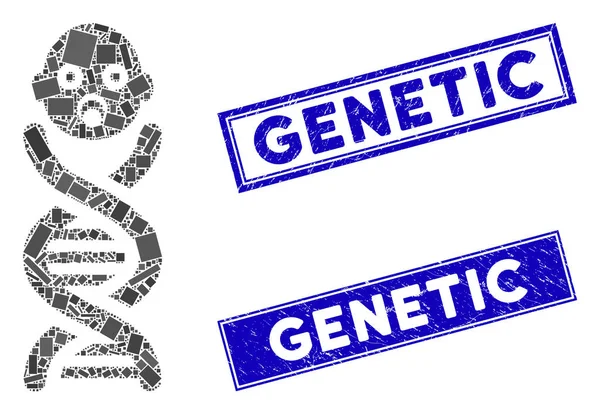 Dětské geny Mozaika a Grunge obdélník genetické vodoznaky — Stockový vektor