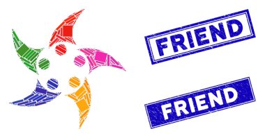 Halk Sendikası Mozaik ve Grunge Dikdörtgen Arkadaş Mührü