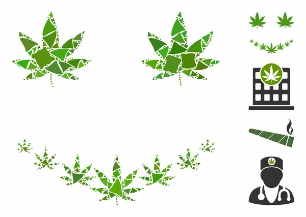 Marihuana smile Mosaic Icon of Joggly Pieces — Stock Vector