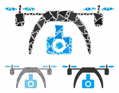 Drone video kamerası Çarpışan Parçaların Mozaik Simgesi