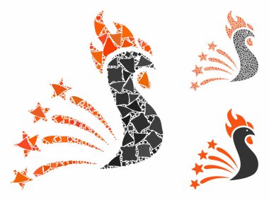 Rooster havai fişek kompozisyon Raggy Pieces Simgesi